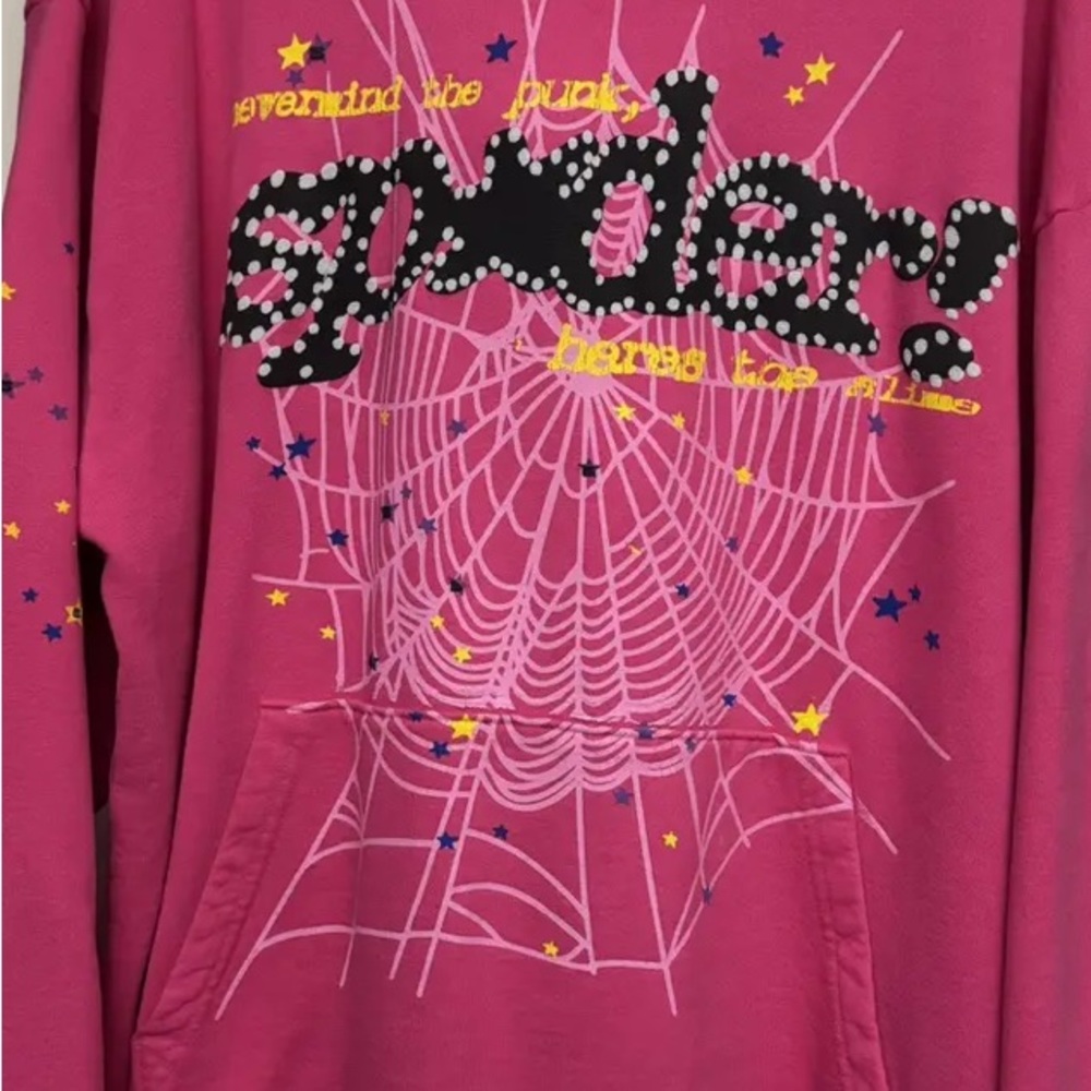 SP5DER PINK HOODIE